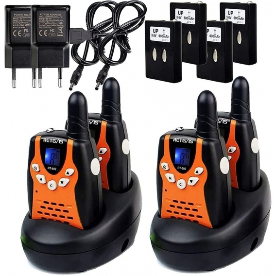 Retevis RT602 Walkie Talkie für Kinder PMR446 8 Kanäle Kinder Funkgeräte mit Wiederaufladbare Akkus Taschenlampe VOX LCD-Display