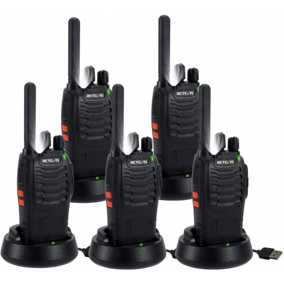 Retevis H777 Plus Funkgeräte, Wiederaufladbares Walkie Talkie PMR446, VOX Squelch, 16 Kanäle CTCSS/DCS, mit LED-Taschenlampe, Pr