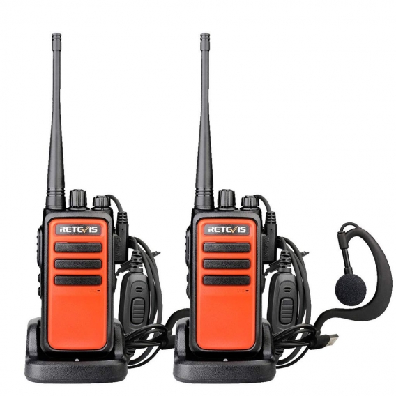 Retevis RT666 Walkie Talkie, PMR446 Lizenzfrei 16 Kanäle, CTCSS/DCS Squelch USB Ladeschale, Walkie Talkie mit Headset für Outdoo