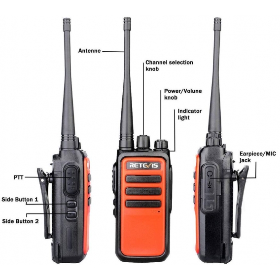 Retevis RT666 Walkie Talkie, PMR446 Lizenzfrei 16 Kanäle, CTCSS/DCS Squelch USB Ladeschale, Walkie Talkie mit Headset für Outdoo