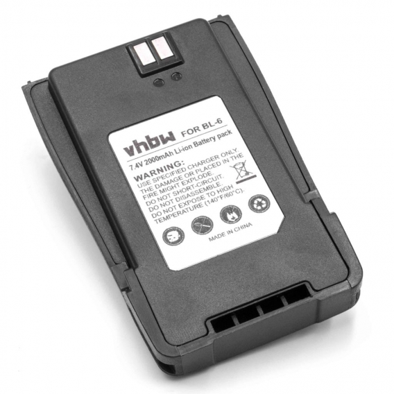 vhbw Li-Ion Akku 2000mAh (7.4V) kompatibel mit Funkgerät, Walkie Talkie Baofeng UV-B5, UV-B6