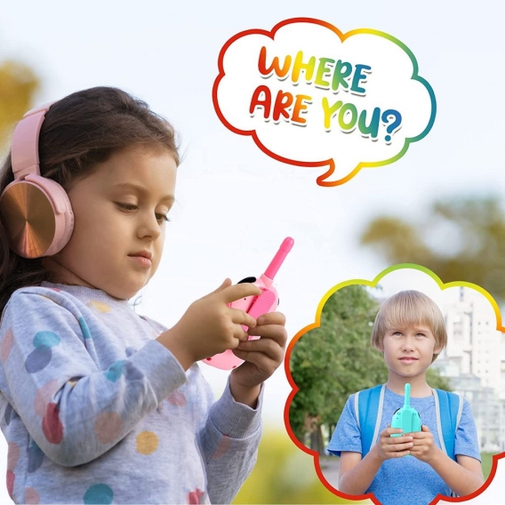 Walkie Talkies für Kinder, wiederaufladbar, 2er-Pack Kinder-Walkie-Talkies, Spielzeug für 3-12-jährige Jungen und Mädchen, 22-Ka