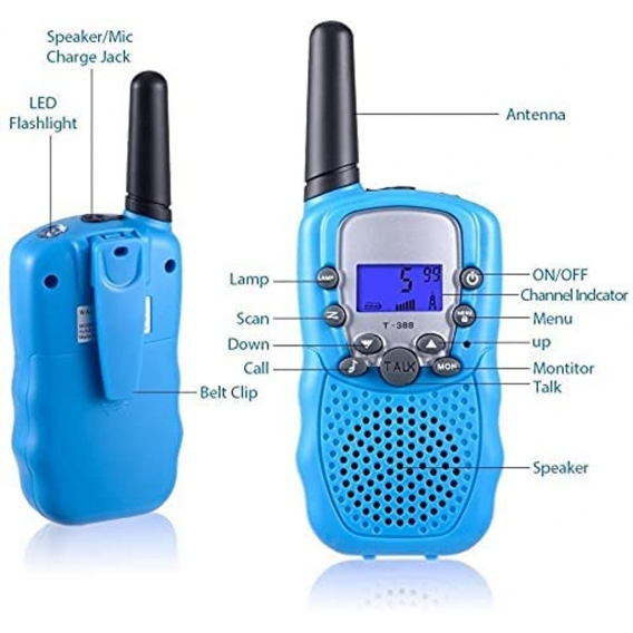 Pyzl Walkie-Talkies. 8 Kanäle Walkie-Talkie und LCD-Bildschirm VOX-Funktion. Mini Walkie Talkies Taschenlampe für Outdoor-Abente