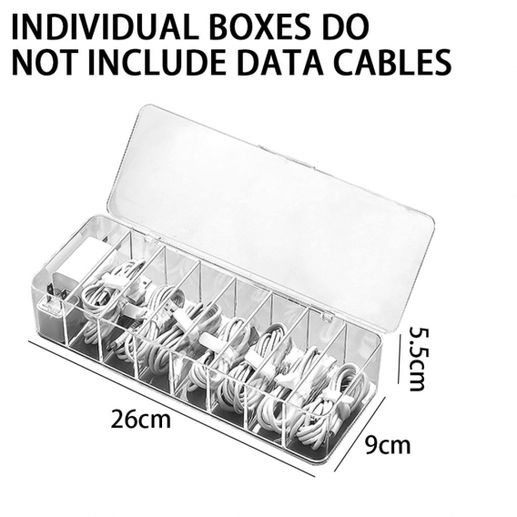 Durchsichtige Ladekabel-Organizer-Box, Datenkabel-Management-Box, USB-Kabelsortierer, kompakte Kosmetik-Organizer-Box, kleiner S