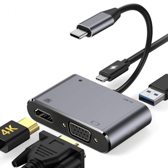 Typ-C-Dockingstation 4-in-1-Adapter HDMI 4K VGA PD