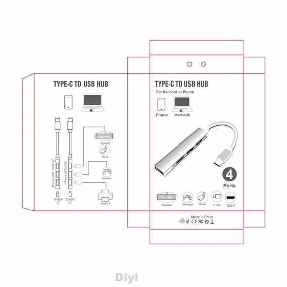 Pyzl Universal Power Supply Extender Dockingstation USB 3.0 Computerzubehör aus Aluminiumlegierung Typ-c HUB