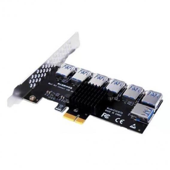 PCIe 1 bis 7 PCI Express USB3.0 mit Heatsink-Mining-Stabilität 7 USB-Buchsen 7 Ports 1x bis 7x Riser-Extender-Adapterkarte für W