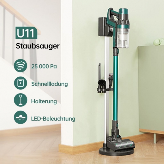 Ultenic U11 Akku Staubsauger 25,000 Pa Akku Handstaubsauger mit LED-Lichter 260W Staubsauger kabellos mit Halterung