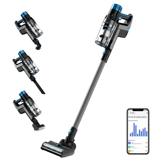 Proscenic P11 Smart Akku Staubsauger, Kabelloser Staubsauger mit 30k Pa Starke Leistung, 60 Minuten lange Laufzeit, Smart App Di