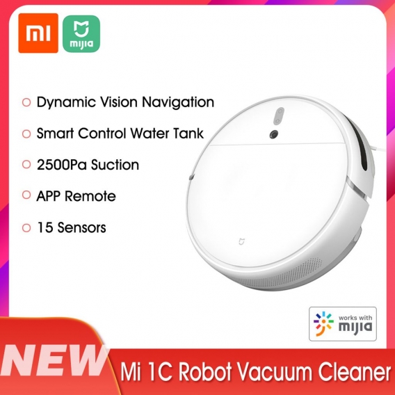 Xiaomi Mijia 1C Roboter-Staubsauger 2500Pa Saug-Kehrmaschine 2400mAh Batterie Kehren Wischen Reiniger APP Fernbedienung 100-240V