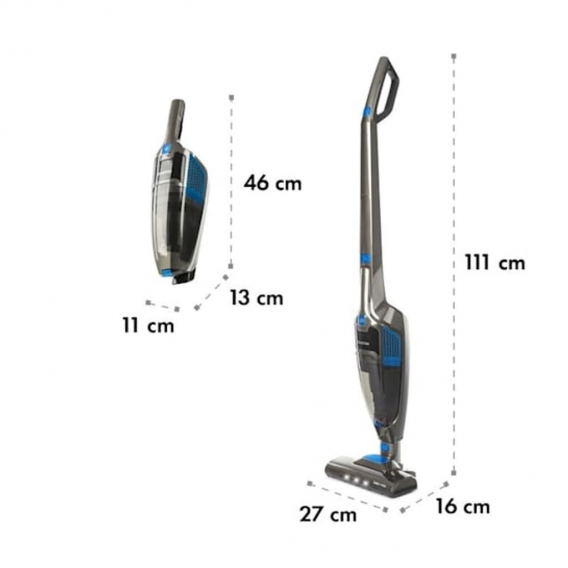 Klarstein TurboHybrid Zyklon-Staubsauger kabel- & beutellos mit Akku für 50min Betriebsdauer (2 Saugstufen, Handstaubsauger, pla