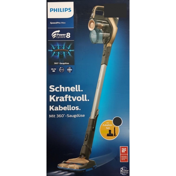 Philips FC6826/01 Speedpro Max Kabelloser Akku-Staubsauger, 360°-Saugdüse, bis zu 65 Min. Laufzeit, Schwarz/Kupfer