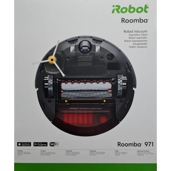 iRobot Roomba 971 Staubsaugerroboter, 3-stufiges Reinigungssystem, Raumkartierung, Zwei Multibodenbürsten, Kompatibel mit der Im