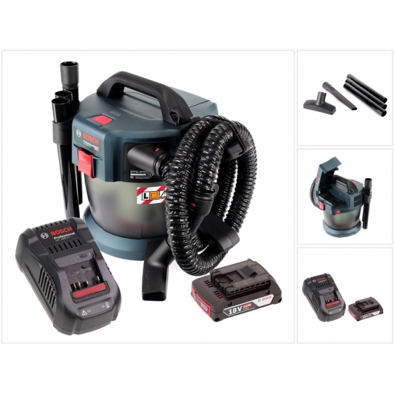 Bosch GAS 18V-10 L Professional Li-Ion Akku Staubsauger Nass- und Trockensauger + 1x GBA 2,0 Ah Akku + GAL 1880 CV Ladegerät