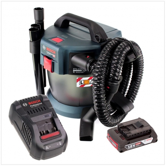 Bosch GAS 18V-10 L Professional Li-Ion Akku Staubsauger Nass- und Trockensauger + 1x GBA 2,0 Ah Akku + GAL 1880 CV Ladegerät