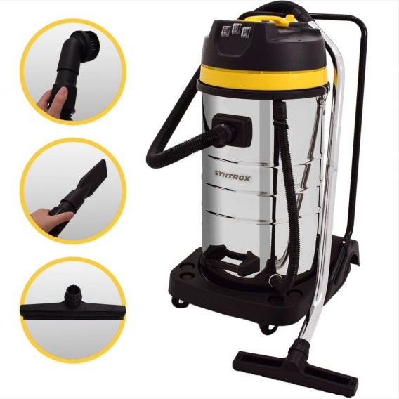 Syntrox Chef Cleaner VC-3900W-100L Industriesauger Staubsauger Nass Trocken Sauger Edelstahl 100 L