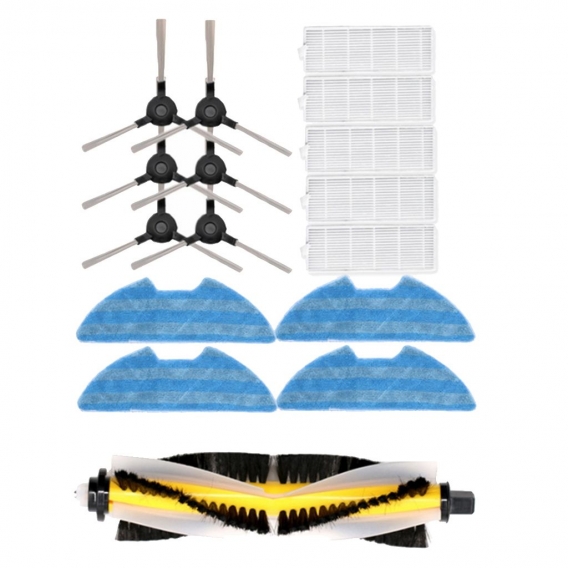 13 stück Staubsaugerroboter Saugroboter Zubehör, 5 x Hepafilter, 3 Paar Seitenbürste, 4 x Wischtuch, 1 x Hauptbürste für Proscen
