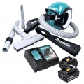 Makita DCL 501 RT Akku Staubsauger 18 V Brushless + 2x Akku 5,0 Ah + Ladegerät + Zubehör