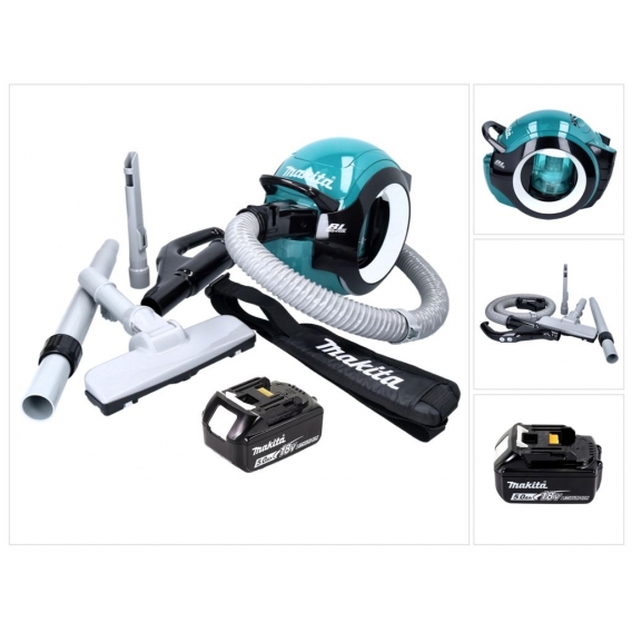 Makita DCL 501 T1 Akku Staubsauger 18 V Brushless + 1x Akku 5,0 Ah + Zubehör - ohne Ladegerät