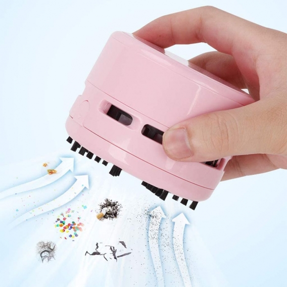 Mini-Sauger batteriebetrieben Tischstaubsauger Klein Handstaubsauger Desktop Vacuum Cleaner für Büro zuhause und Auto (reines Ro