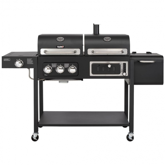 TAINO Hero Duo Gasgrill Holzkohlegrill Smoker Grillwagen BBQ Grill schwarz