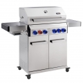 TAINO PLATINUM 4+2 Gasgrill komplett Edelstahl 4-Brenner silber Grillwagen BBQ Keramik-Brenner Backburner Sear-Zone Piezozündung