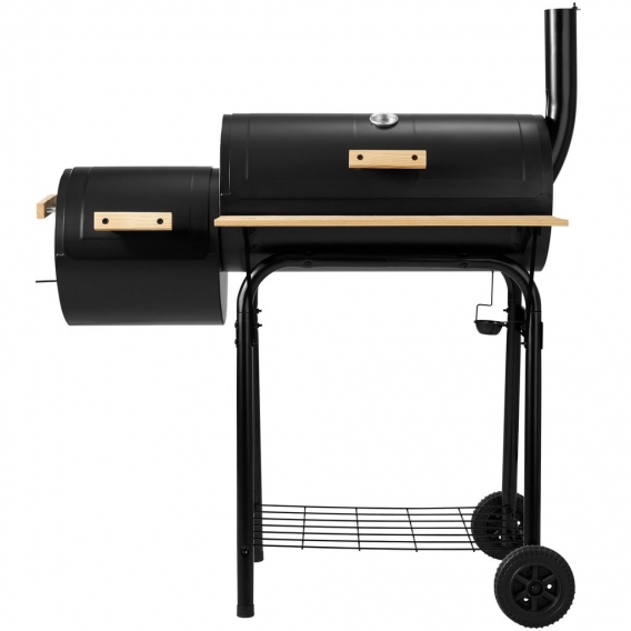 tectake Holzkohlegrill Smoker mit Thermometer - schwarz