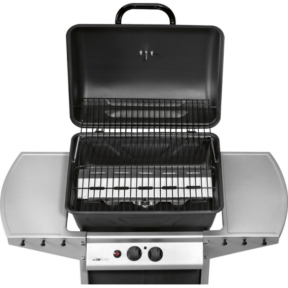 Clatronic GG 3590 Gasgrill 2 Brenner, 2 Heizzonen für individuelle Temperatursteuerung, stufenlose Temperatureinstellung, heraus