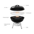 Sunjas Holzkohlegrill mit Deckel, Kleiner Kugelgrill, Mini Picknick Grill, CA-60 emaillierter Campinggrill für Garten, BBQ 39 cm