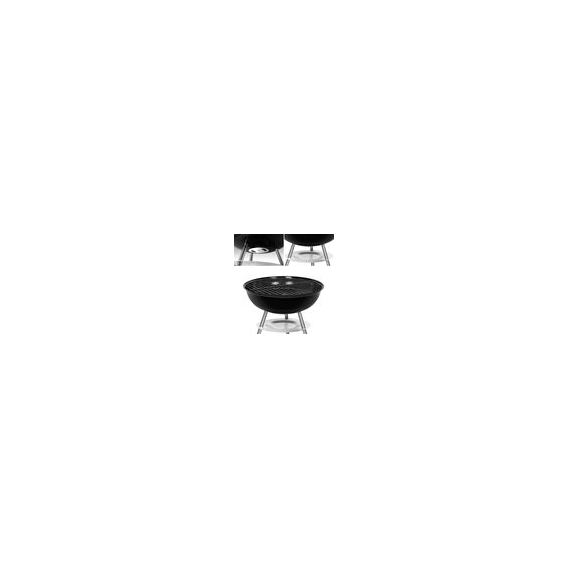 Sunjas Holzkohlegrill mit Deckel, Kleiner Kugelgrill, Mini Picknick Grill, CA-60 emaillierter Campinggrill für Garten, BBQ 39 cm