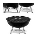 Sunjas Holzkohlegrill mit Deckel, Kleiner Kugelgrill, Mini Picknick Grill, CA-60 emaillierter Campinggrill für Garten, BBQ 39 cm