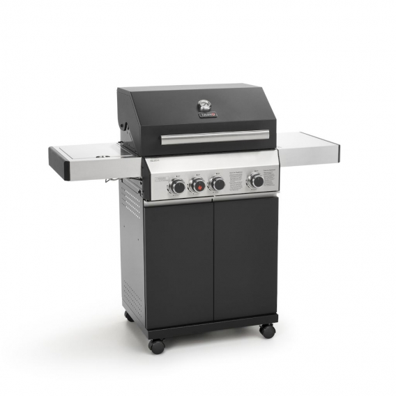 TAINO BLACK 3+1 Gasgrill 3 Brenner mit Seitenbrenner Keramik Sear-Burner Gusseisen-Rost Schwarz