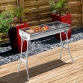 Outsunny Holzkohlegrill Standgrill Grill klappbar, Edelstahl, Silber, 73x33x71cm