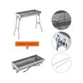 Outsunny Holzkohlegrill Standgrill Grill klappbar, Edelstahl, Silber, 73x33x71cm