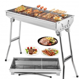 More about Grill BBQ Holzkohlegrill Klappgrill Camping Standgrill Tragbar Edelstahl 73 x 32.5 x 68 cm