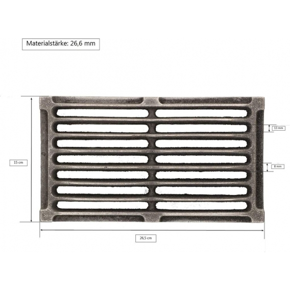 KOTARBAU Kaminrost 26,5 x 15 cm Kaminofen Ascherost Tafelrost Rost Ofengitter Kamin Ersatzteile Zubehör Gussrost Ofenrost Grillk