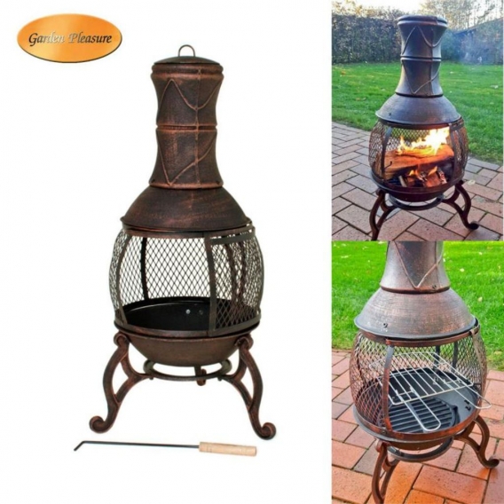 Garden Pleasure Terrassenofen Gartenofen Ofen Kamin Holzkohlegrill Grill Feuerstelle