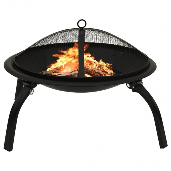 CLORIS - Möbel 2-in-1 Feuerstelle und Grill mit Schürhaken 56x56x49 cm Stahl - Beständig & Modernes Design,56 x 56 x 49 cm1parce