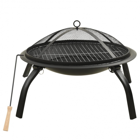 CLORIS - Möbel 2-in-1 Feuerstelle und Grill mit Schürhaken 56x56x49 cm Stahl - Beständig & Modernes Design,56 x 56 x 49 cm1parce