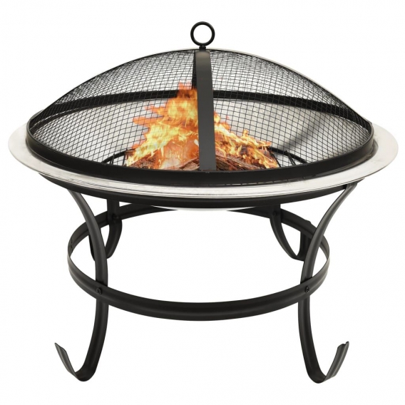 CLORIS - Möbel 2in1 Feuerschale und Grill mit Schürhaken 56x56x49 cm Edelstahl - Beständig & Modernes Design,56 x 56 x 49 cm1par