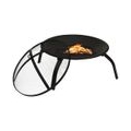 Eleganter - HOMMIE 2-in-1 Feuerstelle und Grill mit Schürhaken 56x56x49 cm Stahl - Praktischen Design für Garten & Zuhause,56 x 