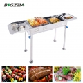 BIGZZIA Grill aus Edelstahl, 2 in 1 tragbarer Holzkohlegrill mit Brat- und BBQ-Funktion, höhenverstellbarer grill holzkohle mit 