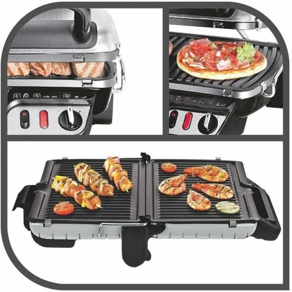 Tefal 3in1 Kontaktgrill plus Hamburgerpresse + Reinigungsbürste + Rezeptheft 2000W GC3060