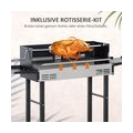 Outsunny Holzkohlegrill Campinggrill mit Grillrost und Rotisserie-Kit klappbar faltbar Camping Garten BBQ Rostfreier Stahl+Metal