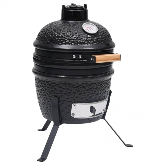 Eleganter - HOMMIE 2-in-1 Kamado-Grill Smoker Keramik 56 cm Schwarz - Praktischen Design für Garten & Zuhause,