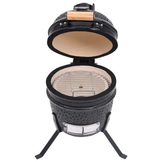 Eleganter - HOMMIE 2-in-1 Kamado-Grill Smoker Keramik 56 cm Schwarz - Praktischen Design für Garten & Zuhause,