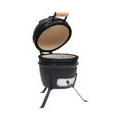 Eleganter - HOMMIE 2-in-1 Kamado-Grill Smoker Keramik 56 cm Schwarz - Praktischen Design für Garten & Zuhause,