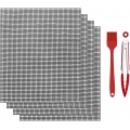 AcserGery 4 Stück BBQ Grillnetz, Gitter Grillmatte mit Lebensmittelklammer und Ölpinsel, Wiederverwendbare BBQ Grill Mesh Mat, A