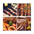 AcserGery 4 Stück BBQ Grillnetz, Gitter Grillmatte mit Lebensmittelklammer und Ölpinsel, Wiederverwendbare BBQ Grill Mesh Mat, A