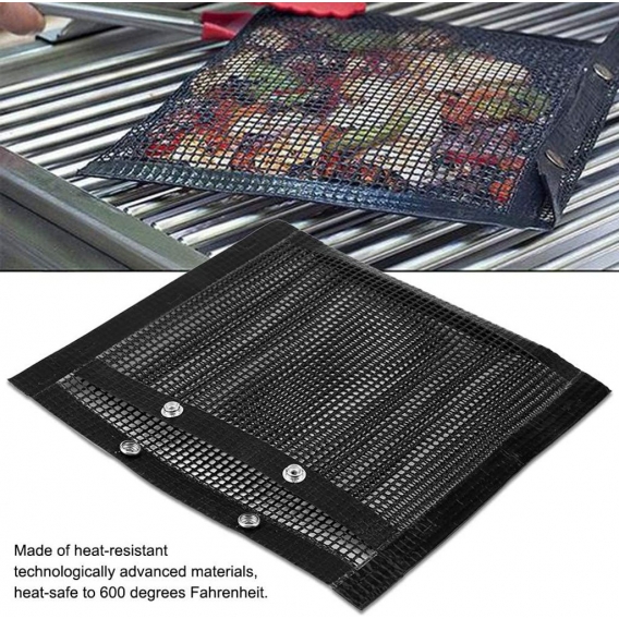 AcserGery Antihaft-BBQ-Auflauftasche, hitzebeständige Mesh-Grilltasche, Outdoor-Grillmatte, Grilltasche, Kupfer-Grillmatte, Gril